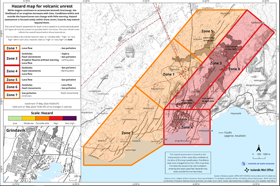 Hazard map for volcanic unrest