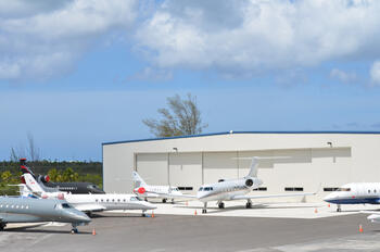 View of the outside of Jet Nassau's hangar