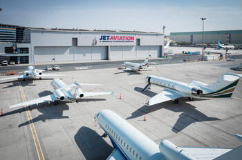 View of Jet Aviation OMBD's hangar