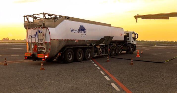 World Fuel truck in the field