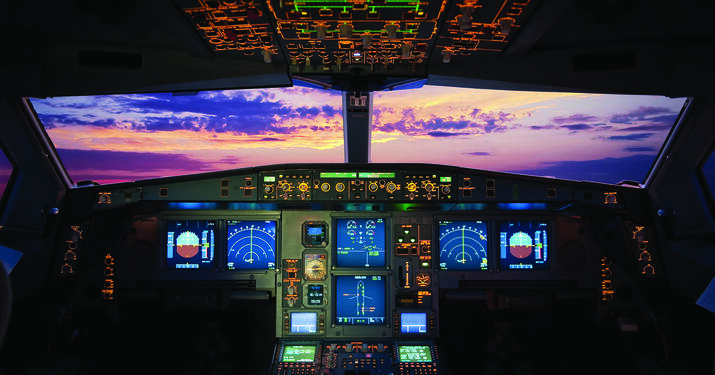 Cockpit in plane